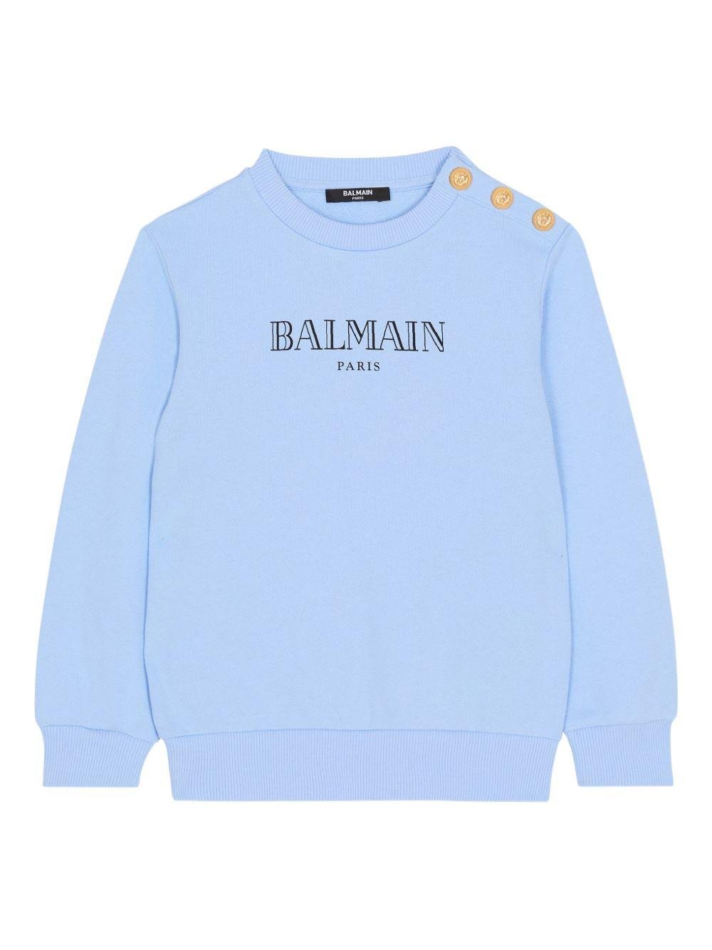 Felpa per bambino Balmain Kids azzurra con logo sul davanti - Rubino Kids