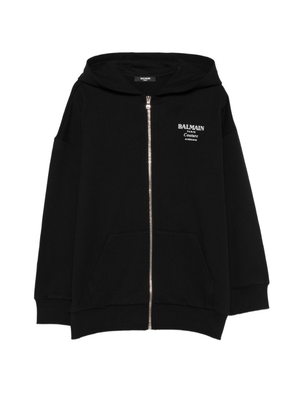 Felpa per bambino Balmain Kids nera con chiusura con zip