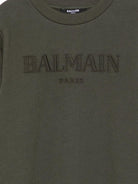 Felpa per bambino Balmain Kids verde con logo ricamato - Rubino Kids