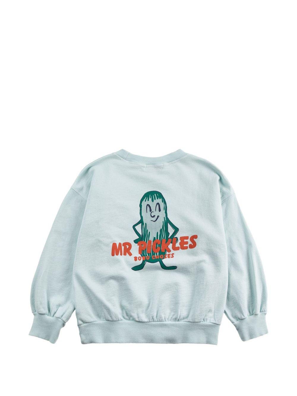 Felpa per bambino Bobo Choses azzurra con stampa grafica Mr. Pickles sul retro - Rubino Kids