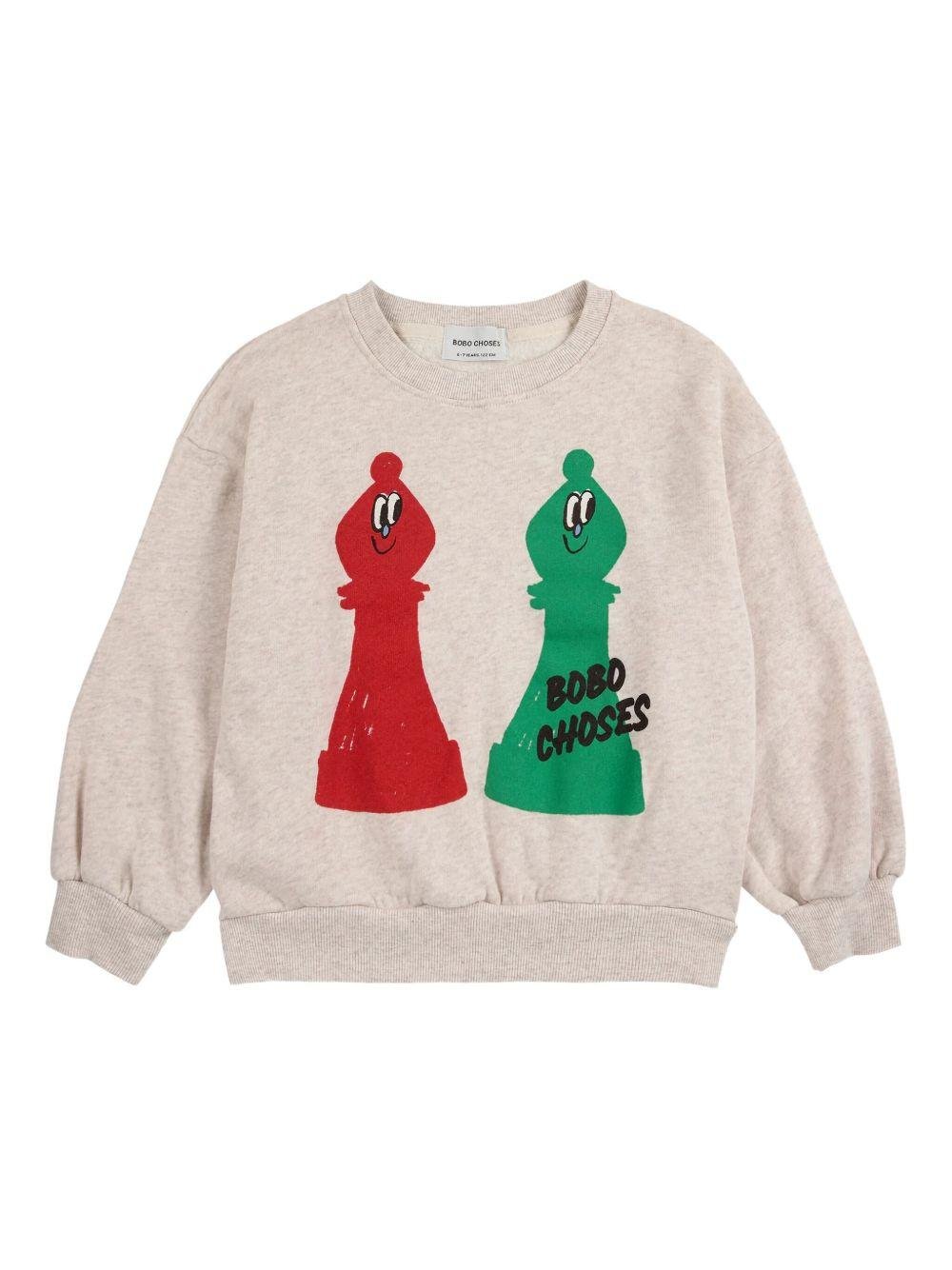 Felpa per bambino Bobo Choses beige con stampa a scacchi - Rubino Kids