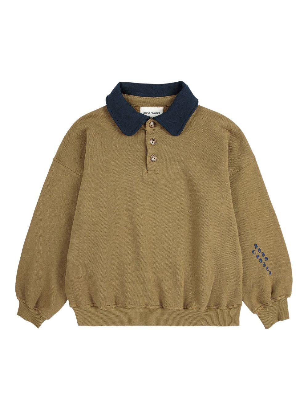 Felpa per bambino Bobo Choses marrone con colletto a contrasto - Rubino Kids