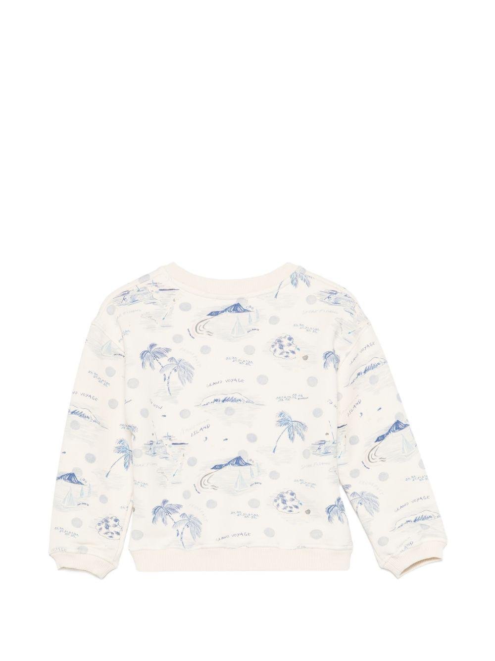 Felpa per bambino Bonpoint bianco con stampa grafica all - over blu - Rubino Kids