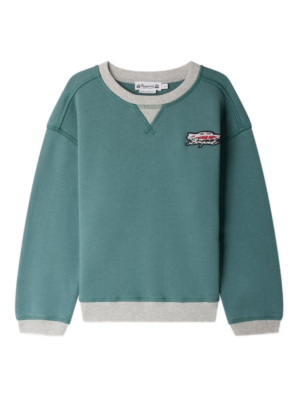 Felpa per bambino Bonpoint Erol verde con ricamo - Rubino Kids