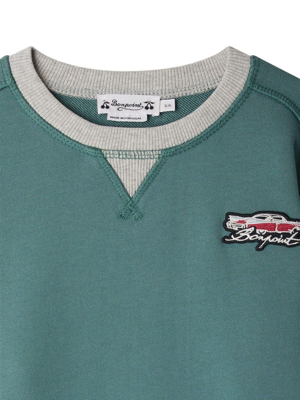 Felpa per bambino Bonpoint Erol verde con ricamo - Rubino Kids