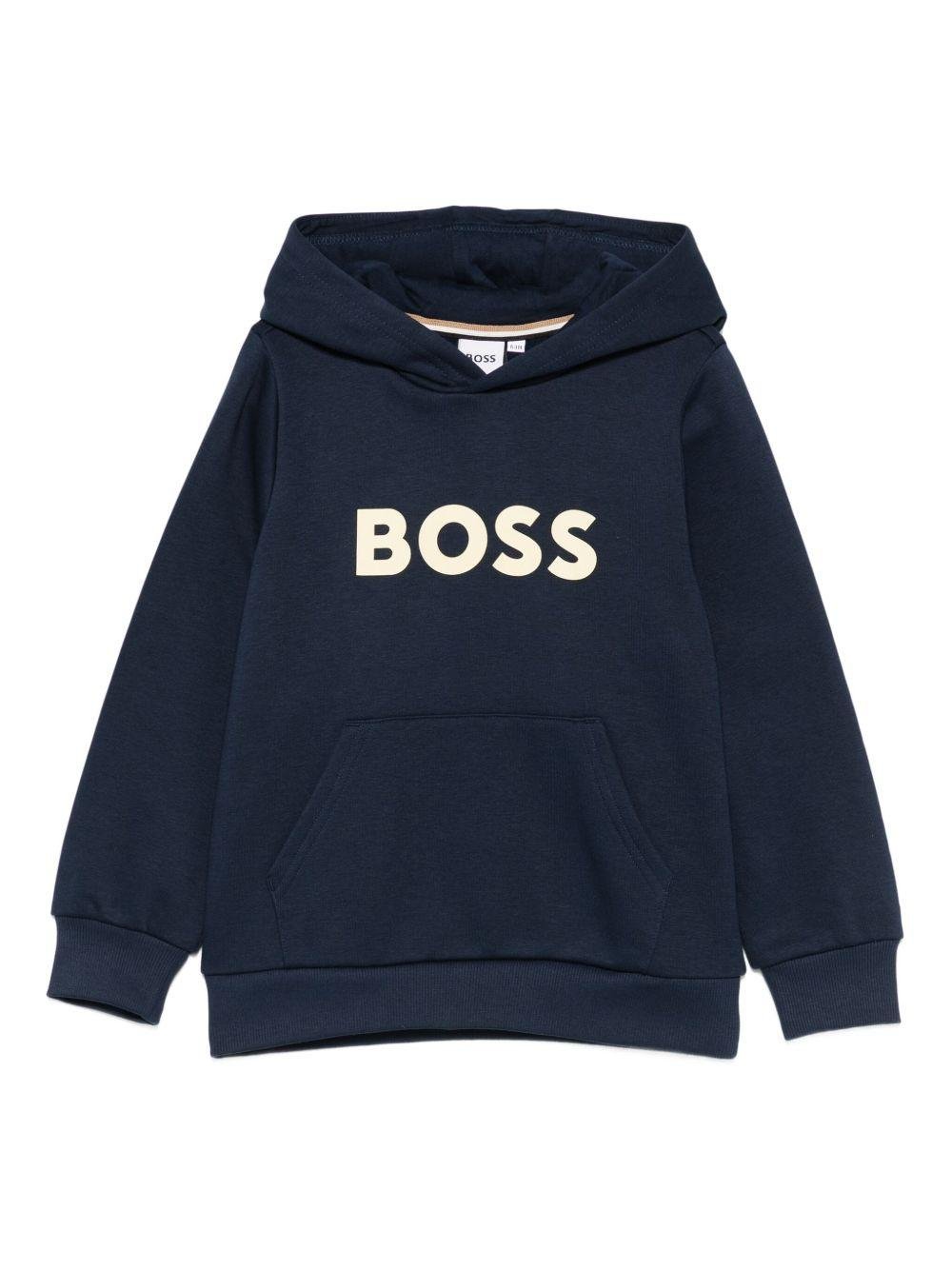 Felpa per bambino Boss Kids blu con logo sul davanti - Rubino Kids