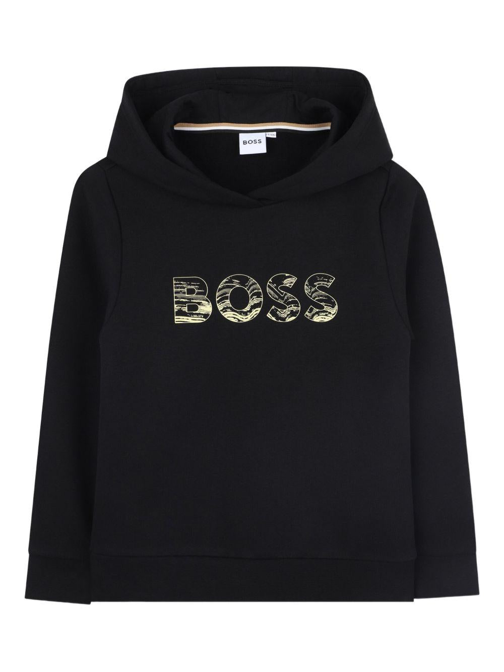Felpa per bambino BOSS Kids nera con cappuccio - Rubino Kids