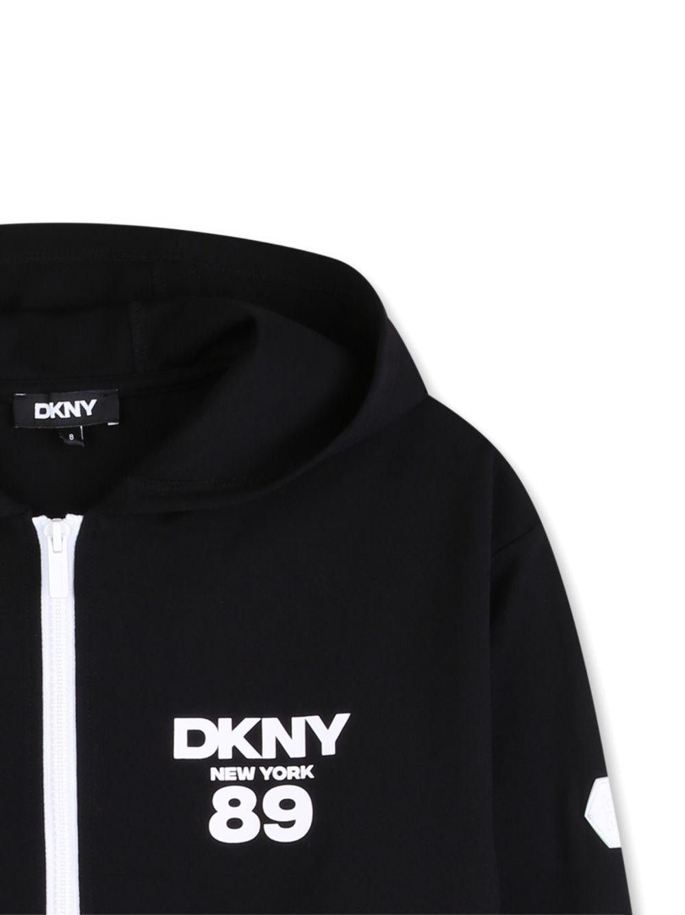 Felpa per bambino DKNY Kids nera con cappuccio - Rubino Kids