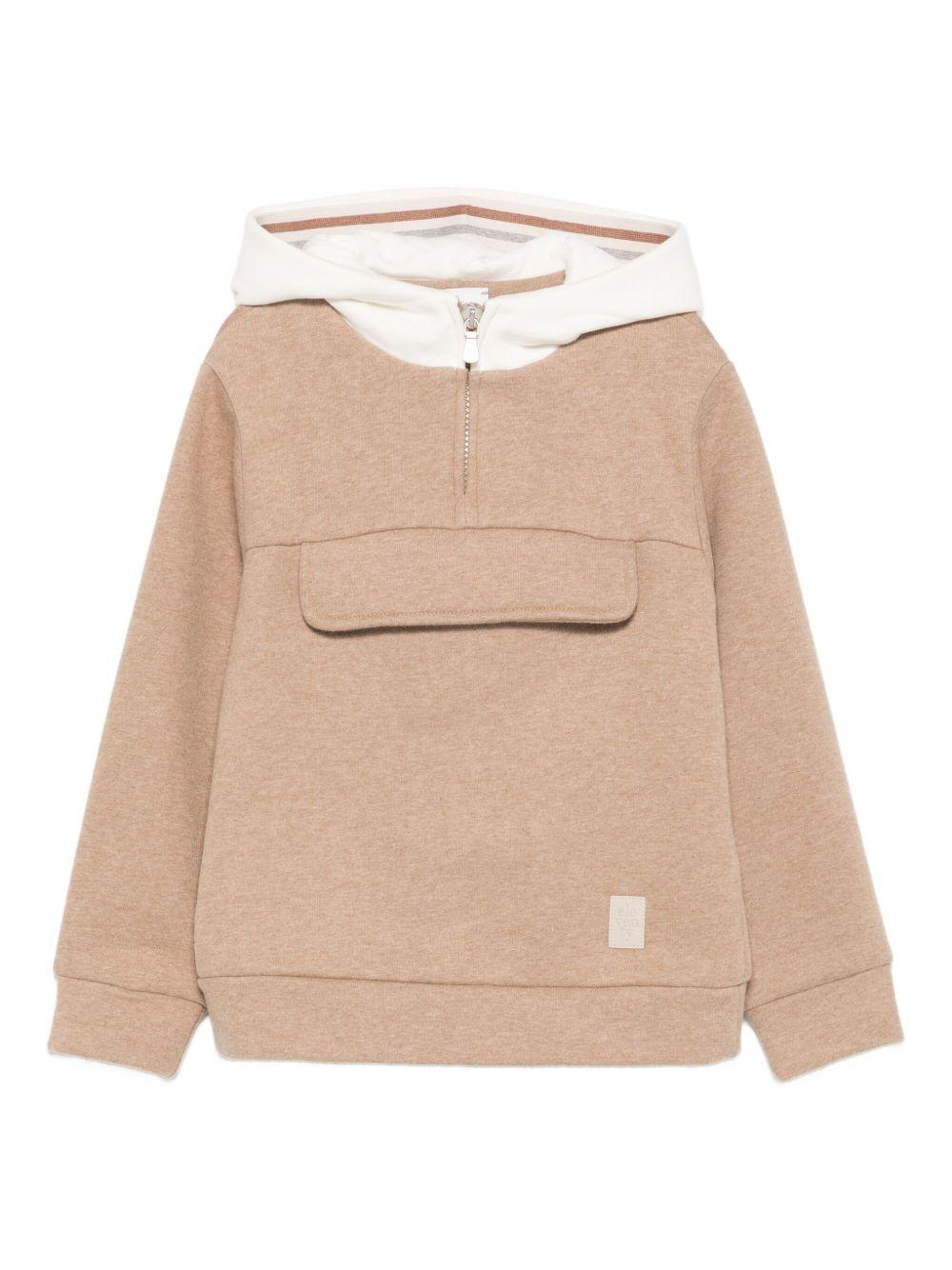 Felpa per bambino Eleventy Kids beige con tasca a marsupio - Rubino Kids