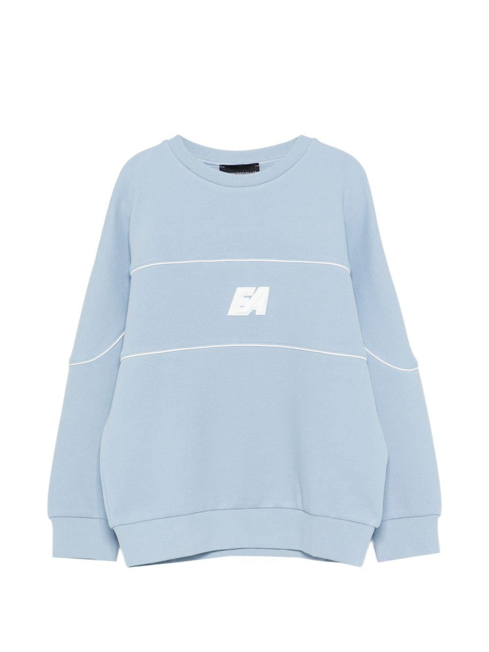 Felpa per bambino Emporio Armani Kids azzurra con logo sul davanti - Rubino Kids