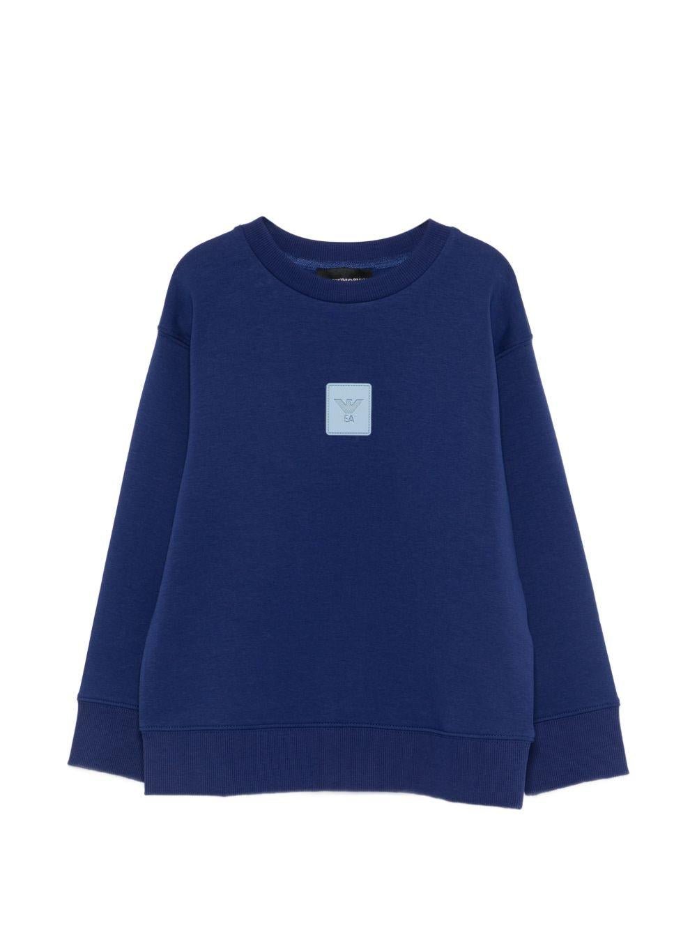 Felpa per bambino Emporio Armani Kids blu con logo sul davanti - Rubino Kids