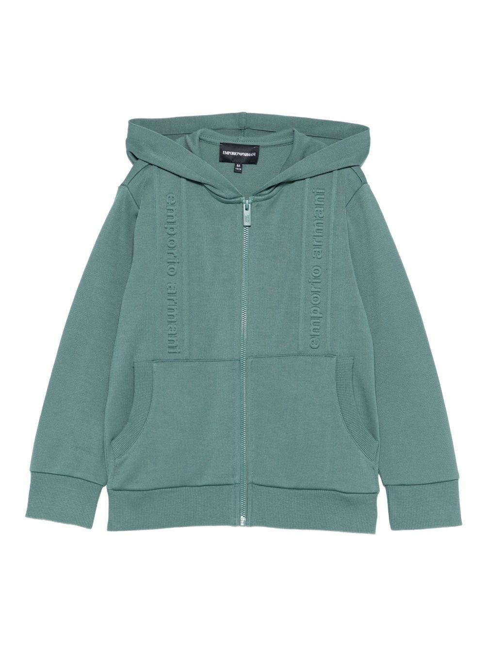 Felpa per bambino Emporio Armani Kids verde con logo - Rubino Kids