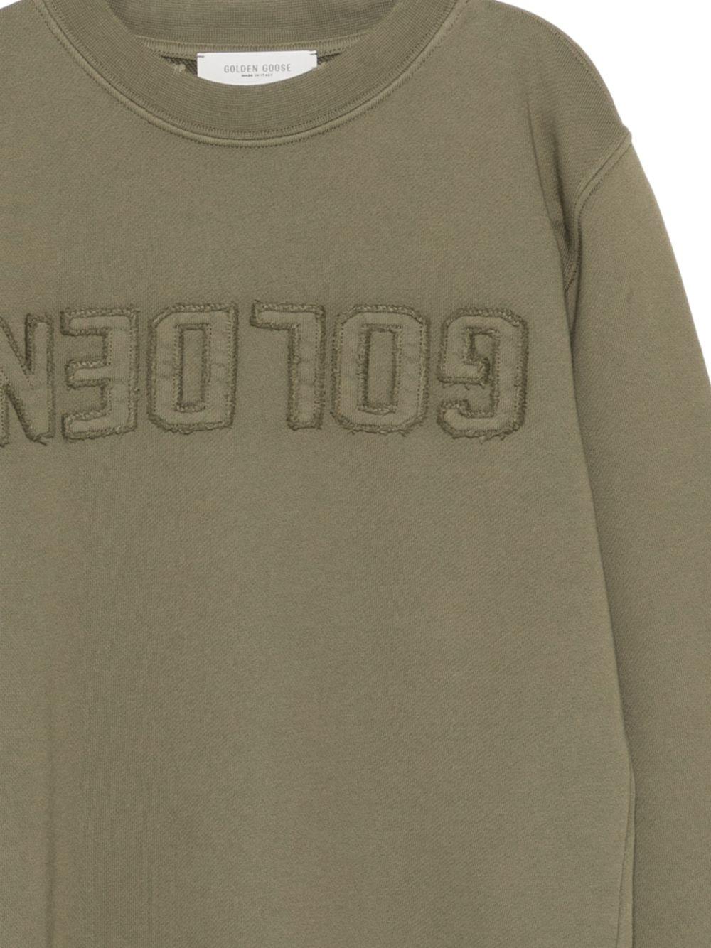 Felpa per bambino Golden Goose Kids verde con logo sul davanti - Rubino Kids