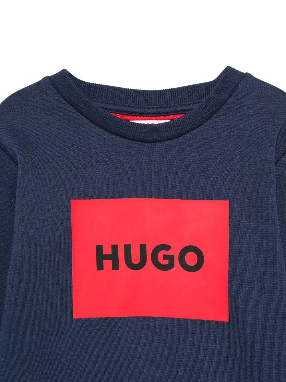 Felpa per bambino Hugo Boss blu navy con stampa logo - Rubino Kids