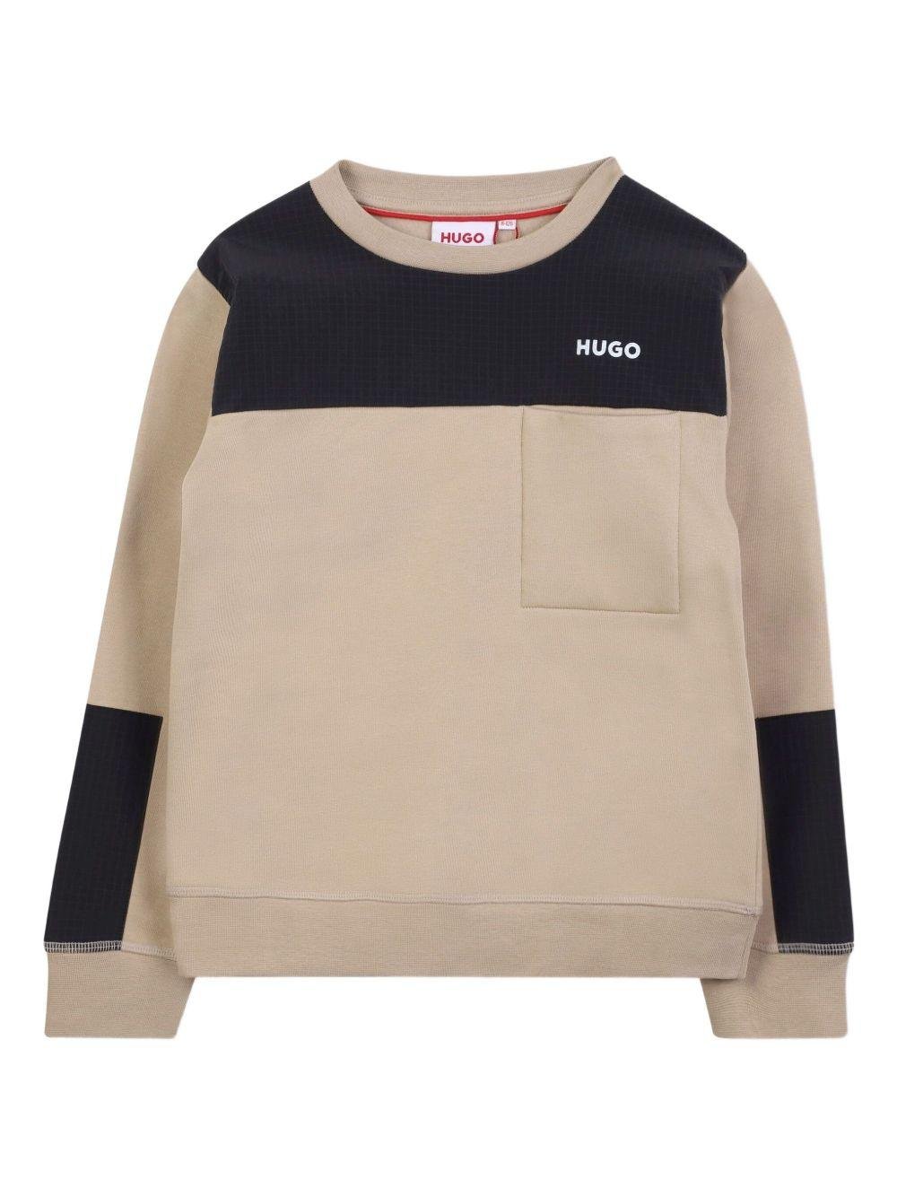 Felpa per bambino Hugo Kids beige con design color - block - Rubino Kids