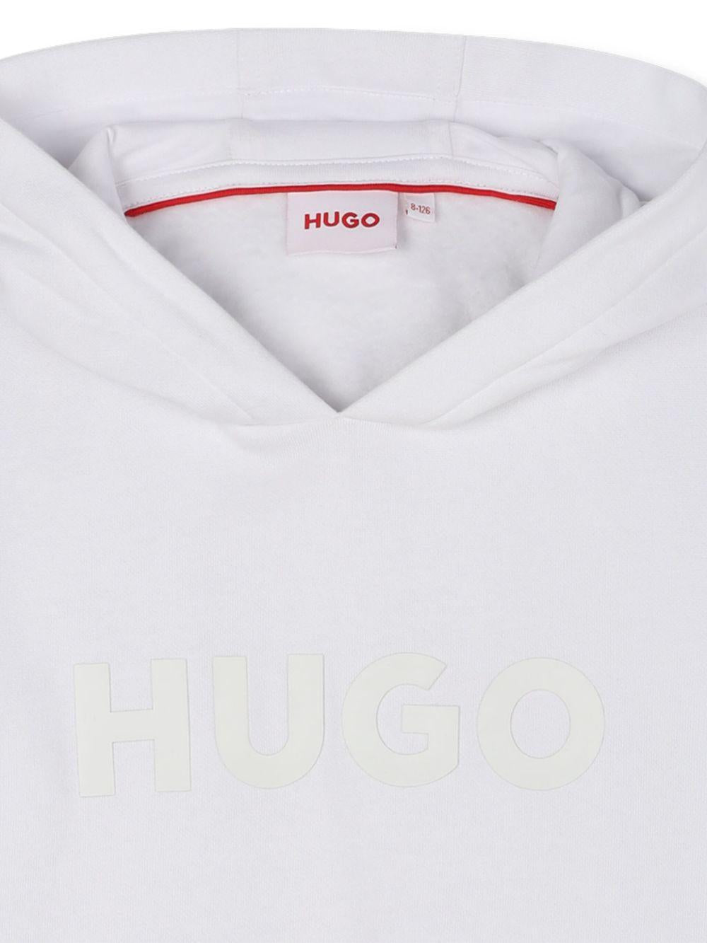 Felpa per bambino Hugo Kids bianca con cappuccio e logo - Rubino Kids