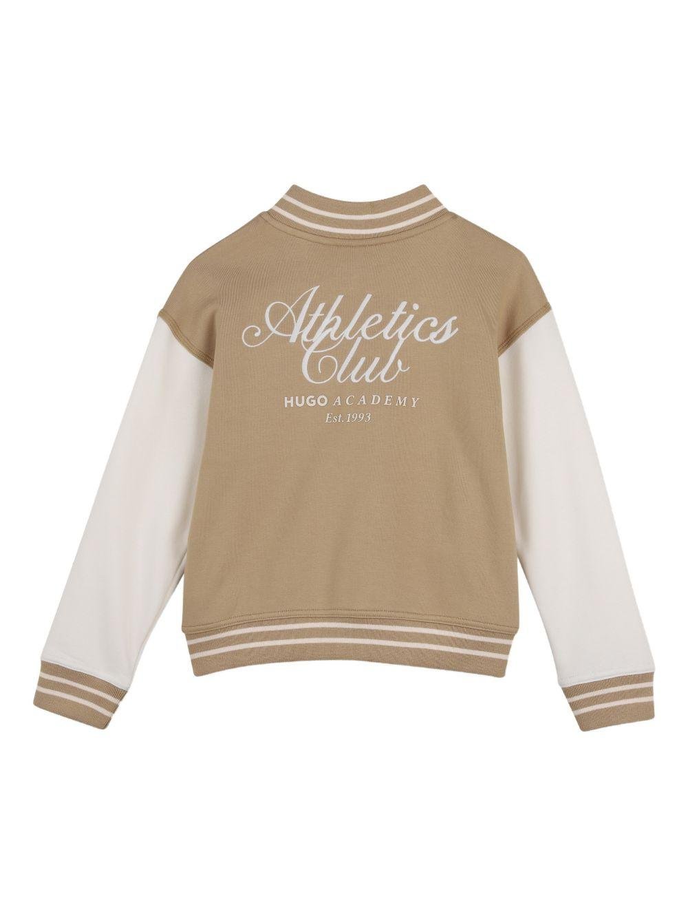 Felpa per bambino Hugo Kids marrone con inserti bianchi - Rubino Kids