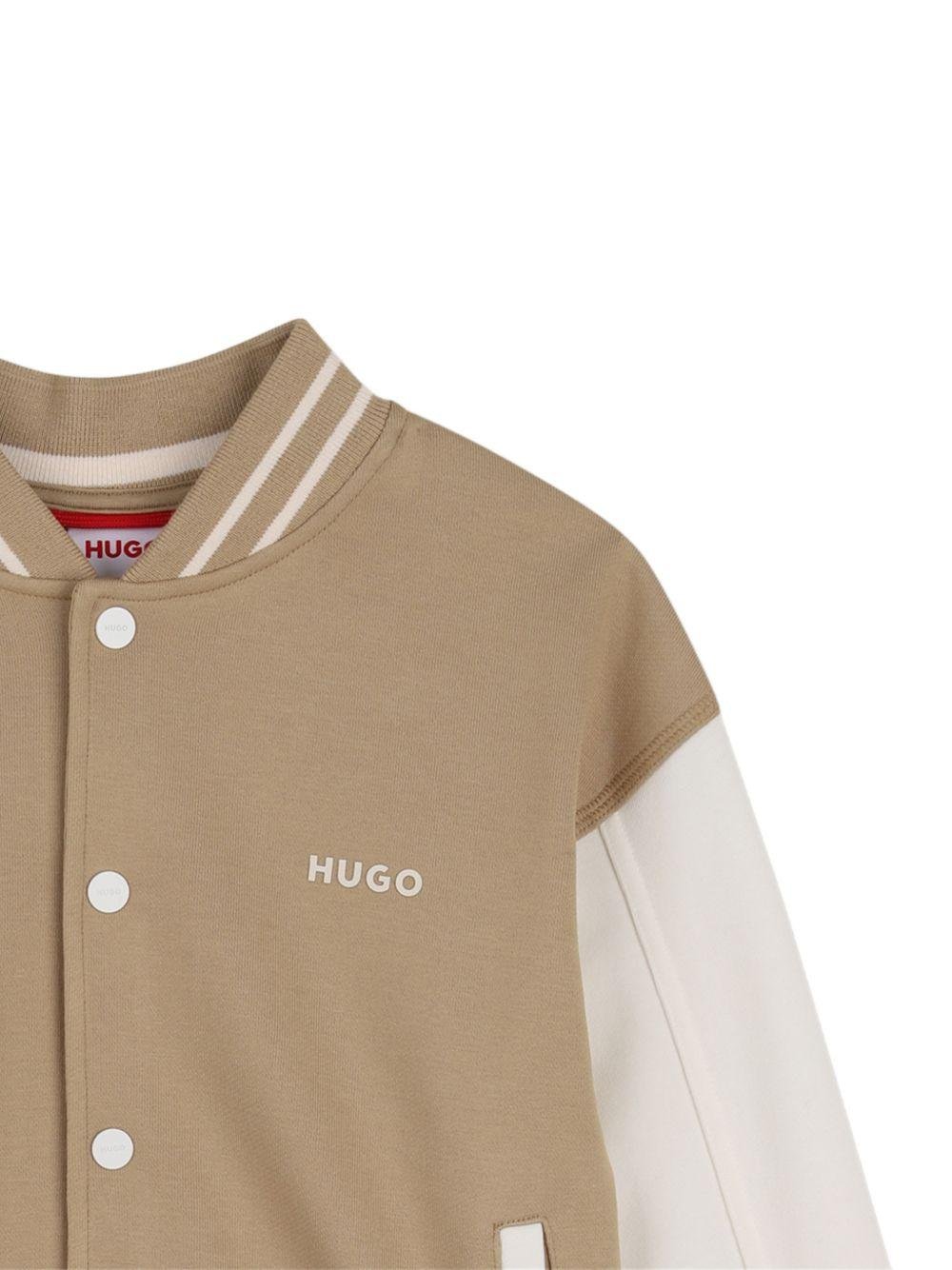 Felpa per bambino Hugo Kids marrone con inserti bianchi - Rubino Kids