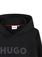 Felpa per bambino Hugo Kids nera con cappuccio e logo - Rubino Kids