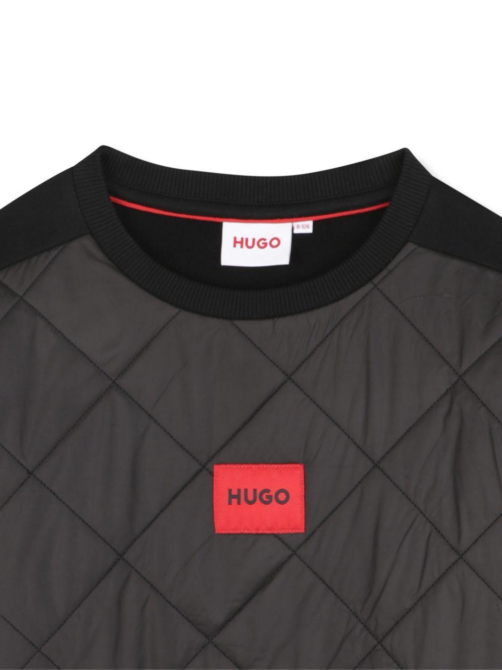 Felpa per bambino Hugo Kids nero con inserti trapuntati - Rubino Kids