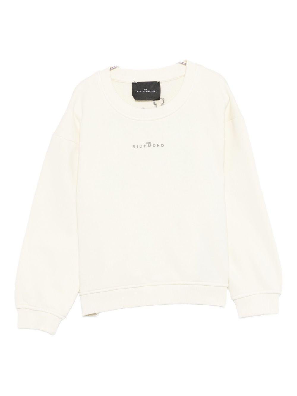 Felpa per bambino John Richmond Junior bianca con stampa logo - Rubino Kids
