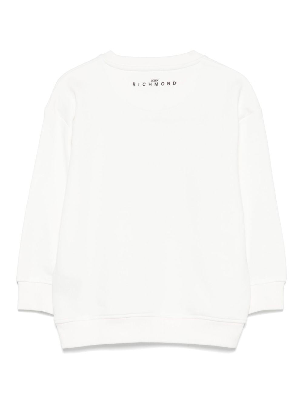 Felpa per bambino John Richmond Junior bianco con stampa logo - Rubino Kids
