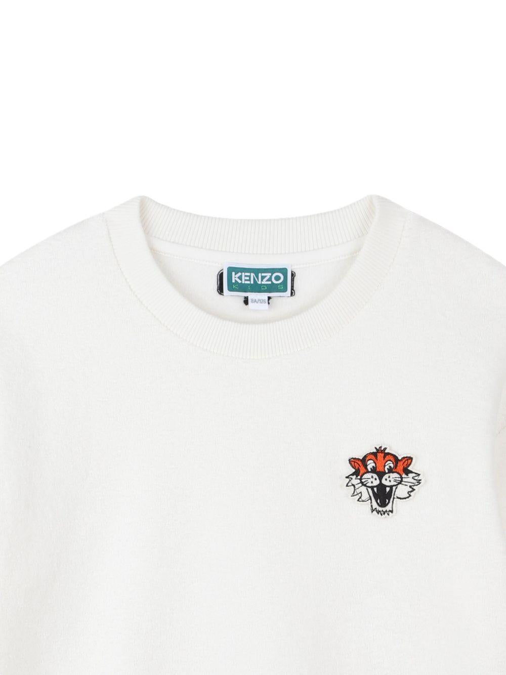 Felpa per bambino Kenzo Kids bianca con ricamo Tiger Head - Rubino Kids