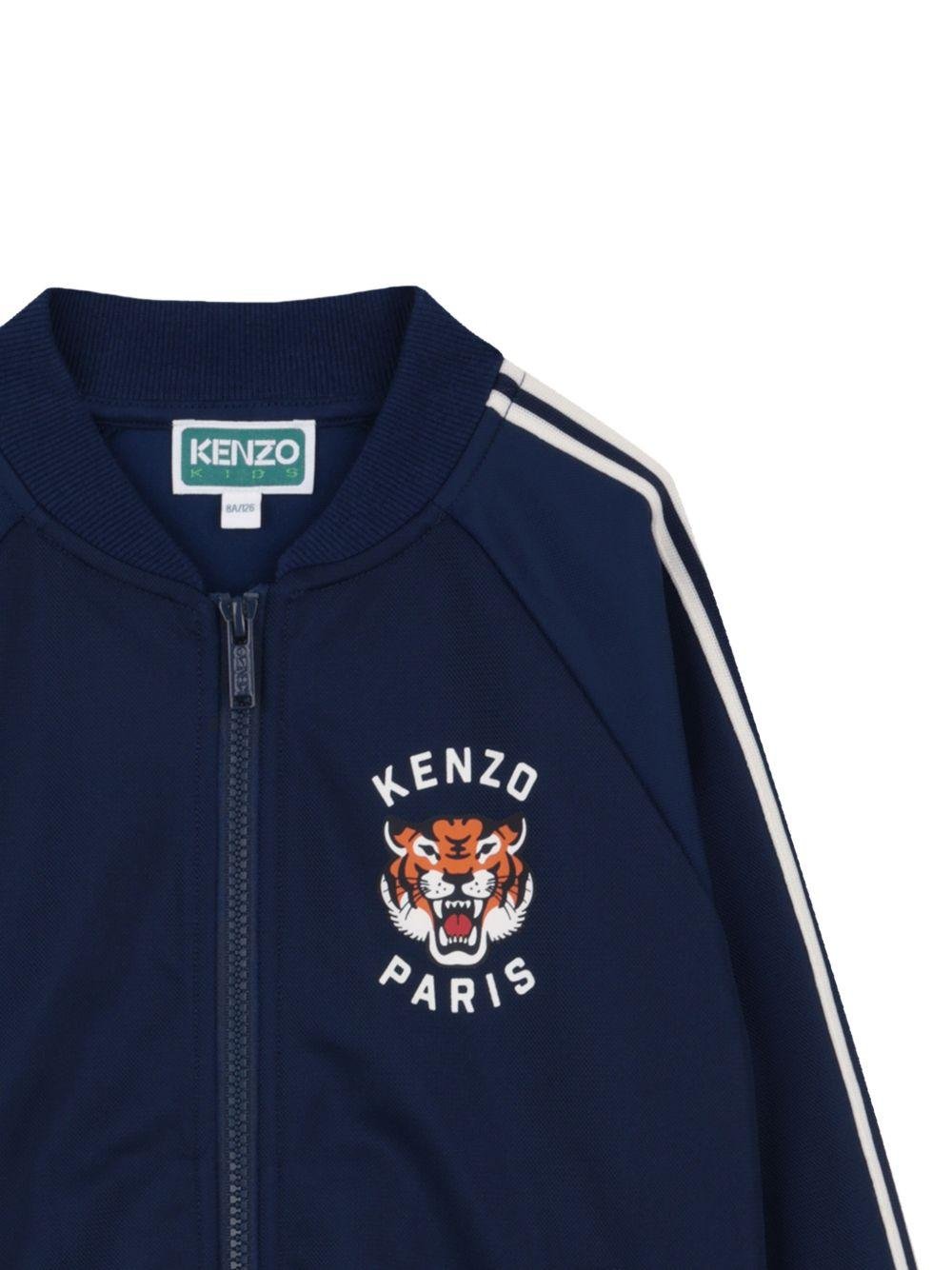 Felpa per bambino Kenzo Kids blu con stampa grafica tigre - Rubino Kids