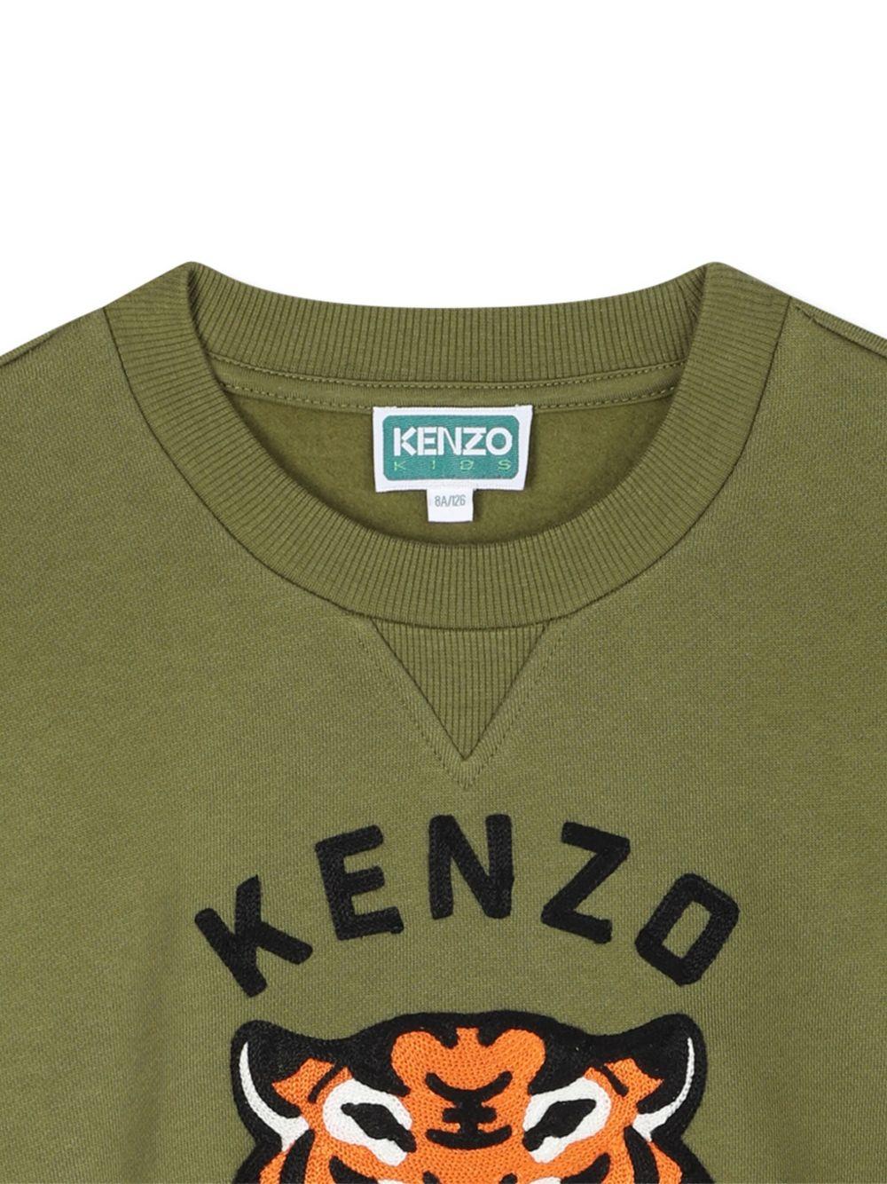 Felpa per bambino Kenzo Kids verde con motivo con ricamo - Rubino Kids