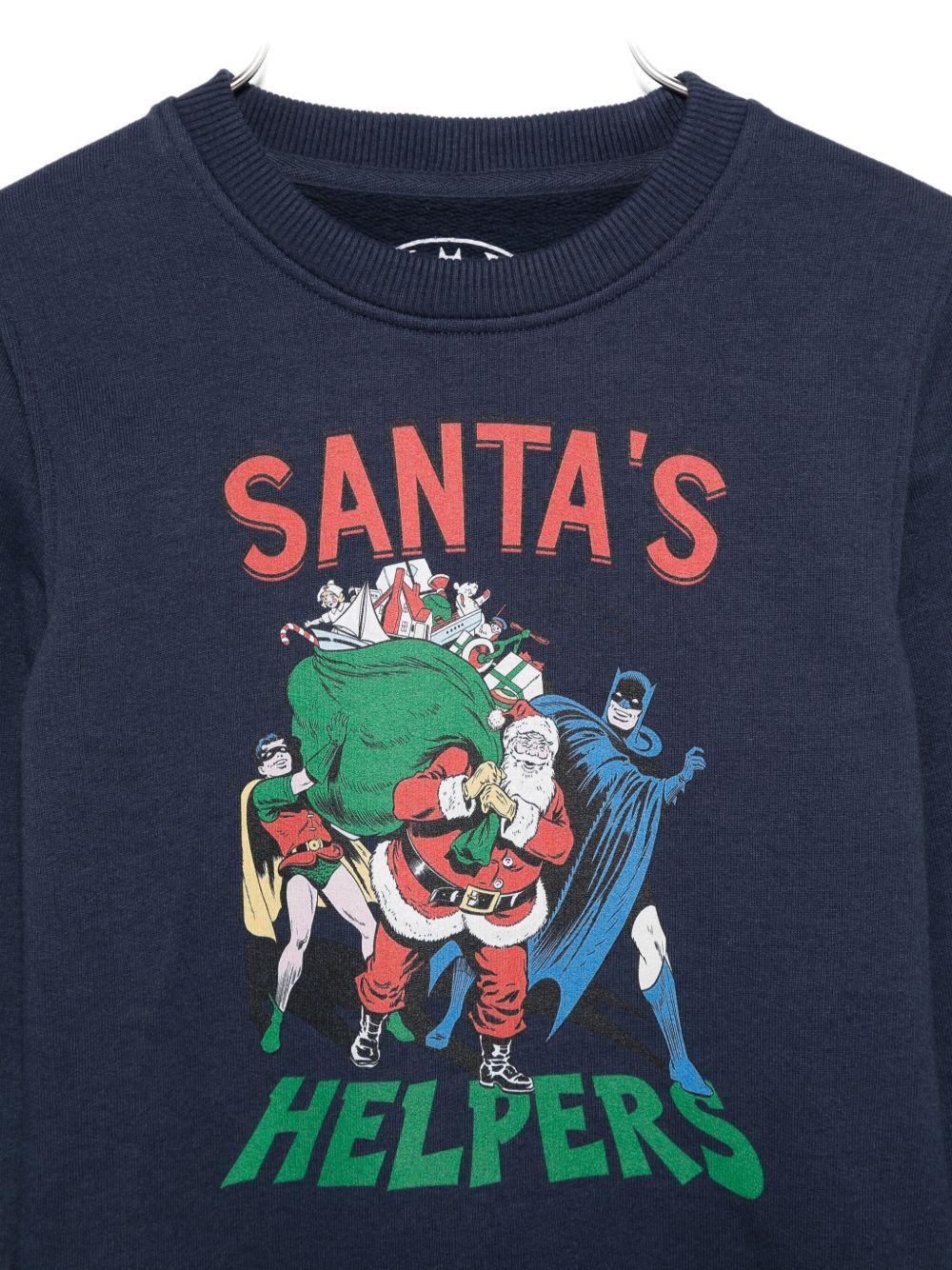 Felpa per bambino MC2 Saint Barth Kids blu con stampa grafica Batman Robin e Babbo Natale - Rubino Kids