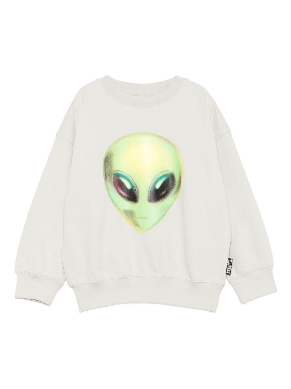 Felpa per bambino Molo bianca con faccia alieno - Rubino Kids