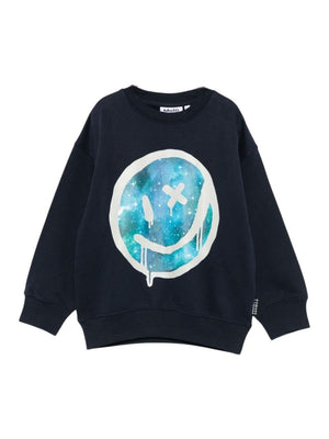 Felpa per bambino Molo blu con stampa faccina