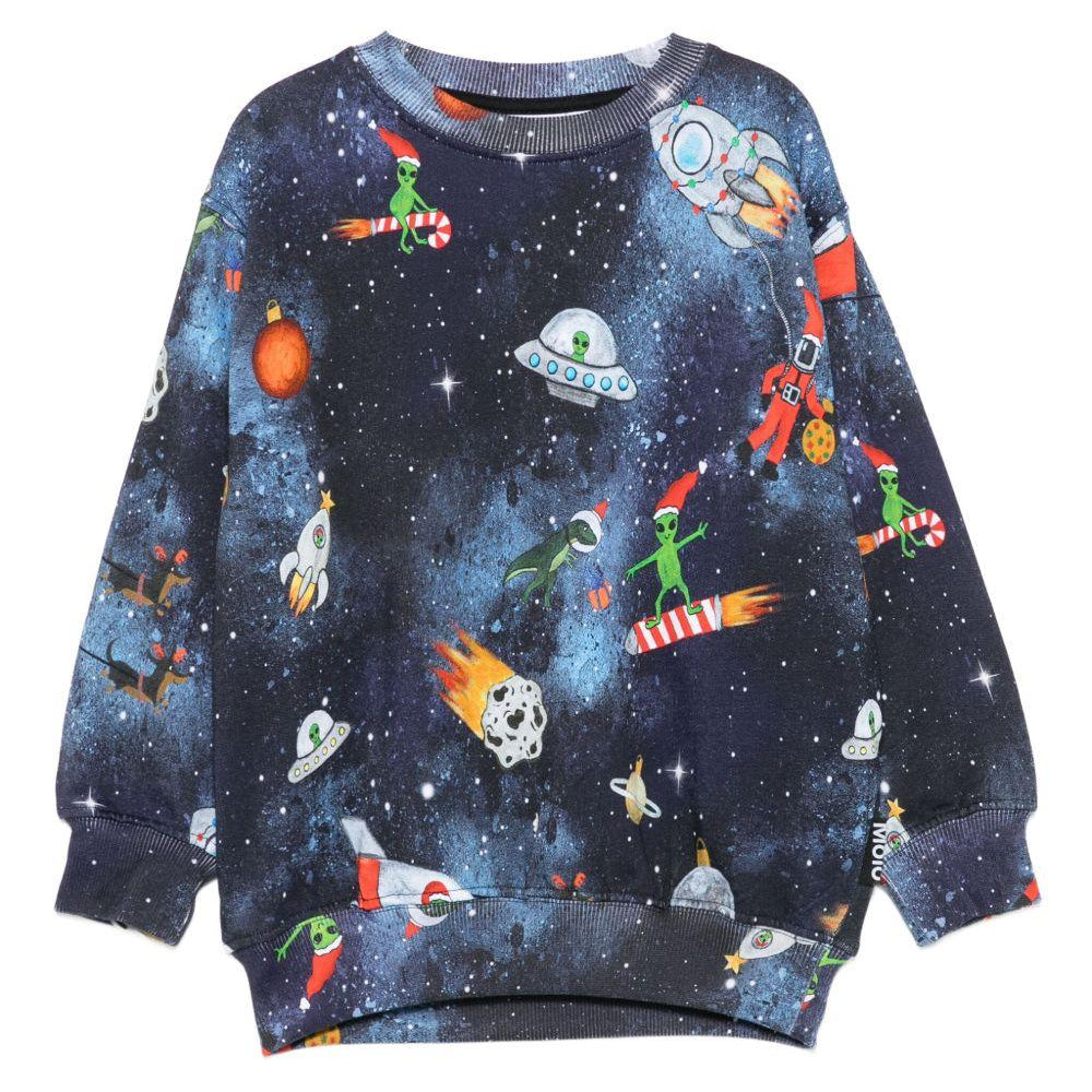 Felpa per bambino Molo blu con stampa spaziale - Rubino Kids