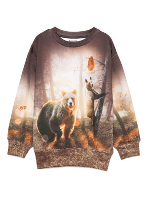 Felpa per bambino Molo marrone con stampa orso
