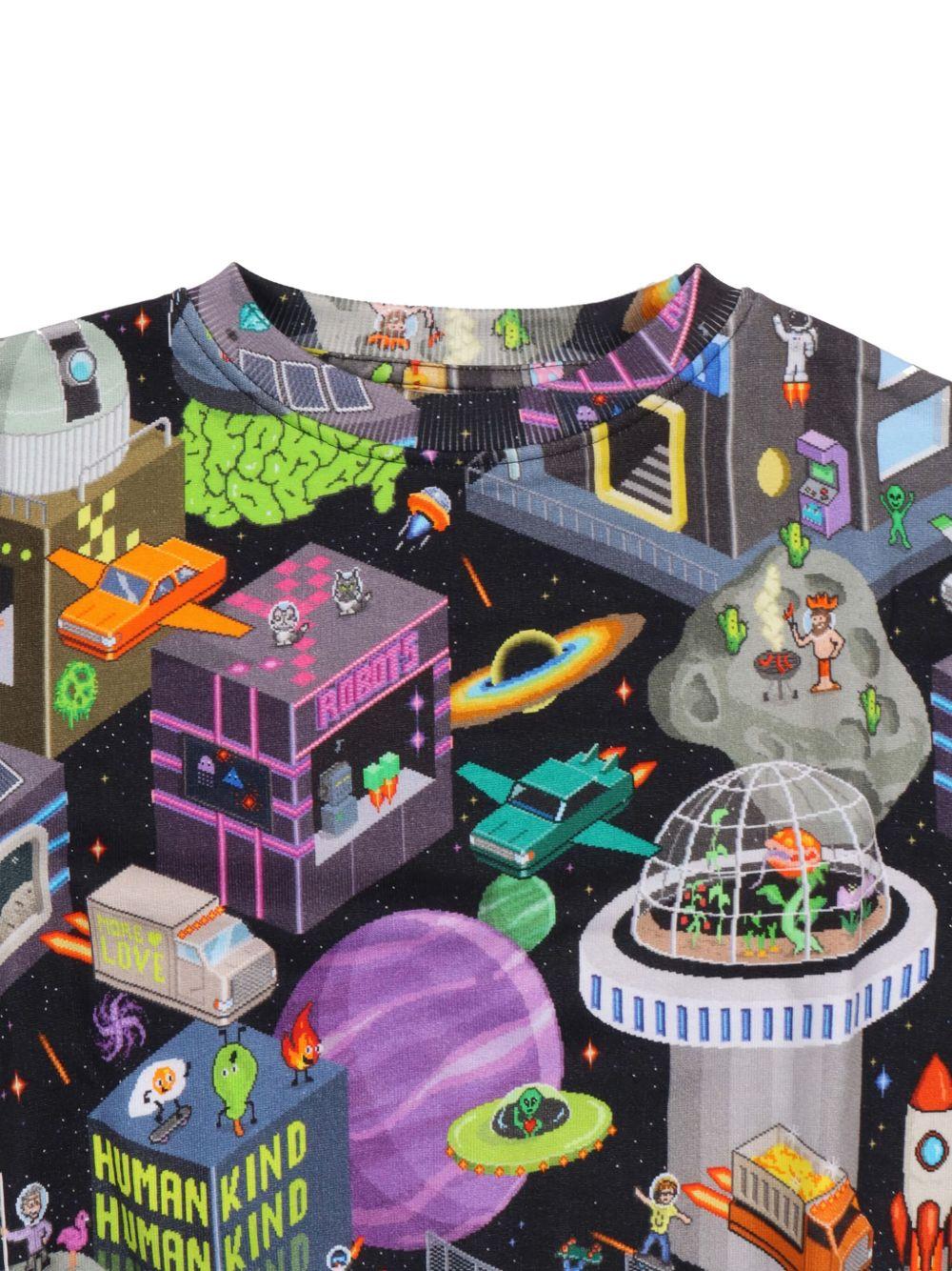 Felpa per bambino Molo Mattis nero con grafica all - over - Rubino Kids