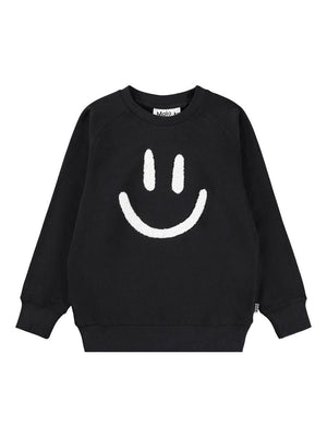 Molo Mike black sweatshirt for boys with smile print