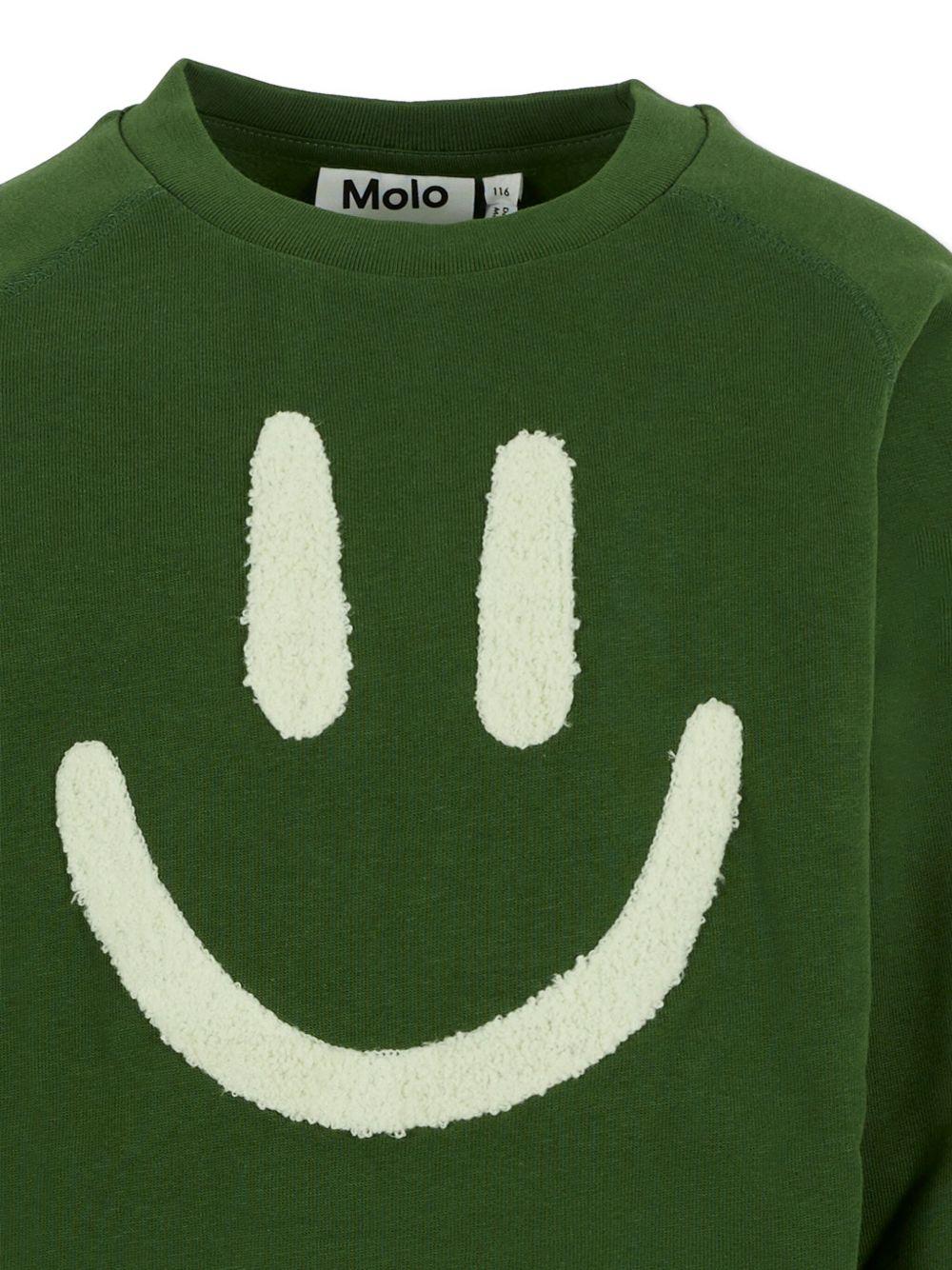 Felpa per bambino Molo verde con stampa smiley - Rubino Kids