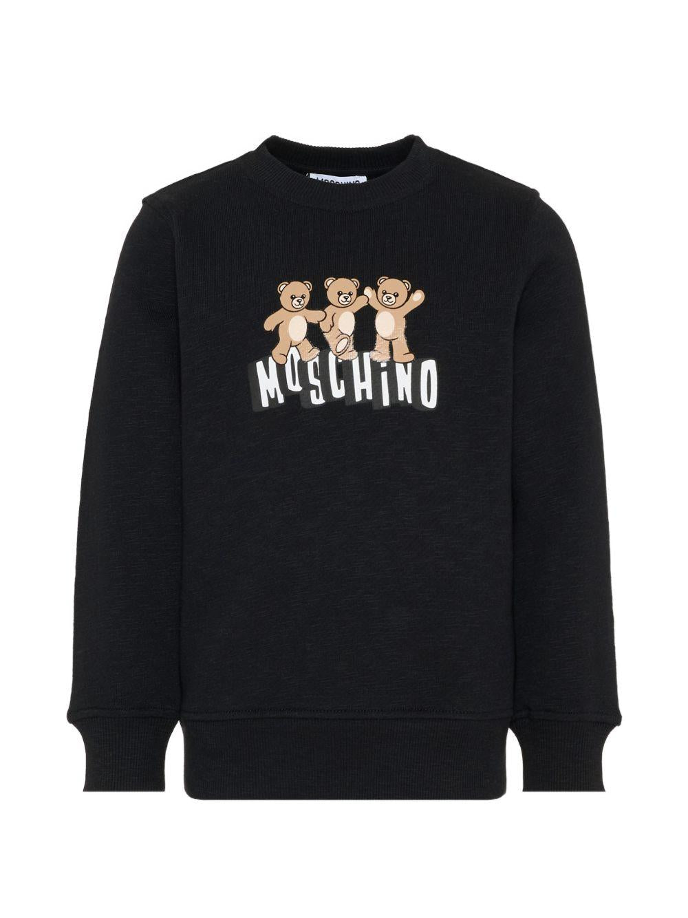 Felpa per bambino Moschino kdis nera con stampa orsetti - Rubino Kids
