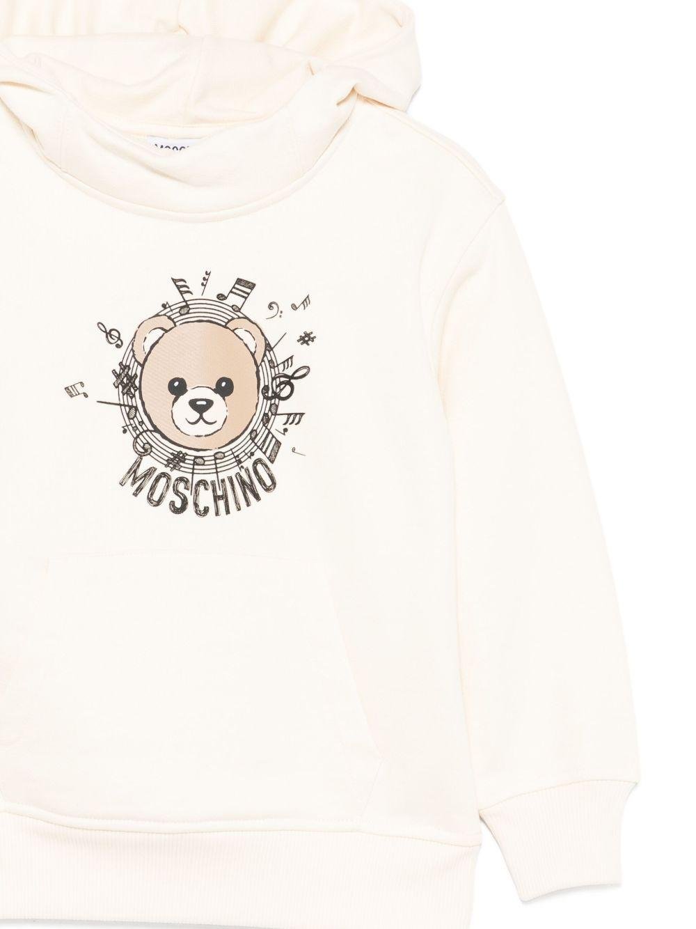 Felpa per bambino Moschino Kids beige con stampa Teddy Bear e note musicali - Rubino Kids