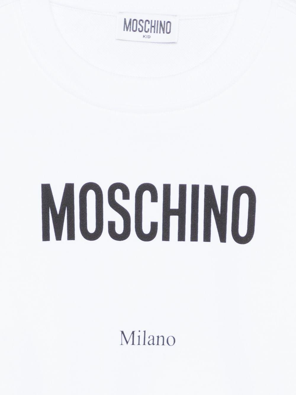 Felpa per bambino Moschino Kids bianca con logo sul davanti - Rubino Kids