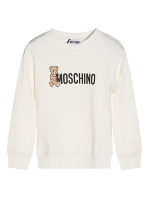Felpa per bambino Moschino Kids bianca con stampa Teddy Bear