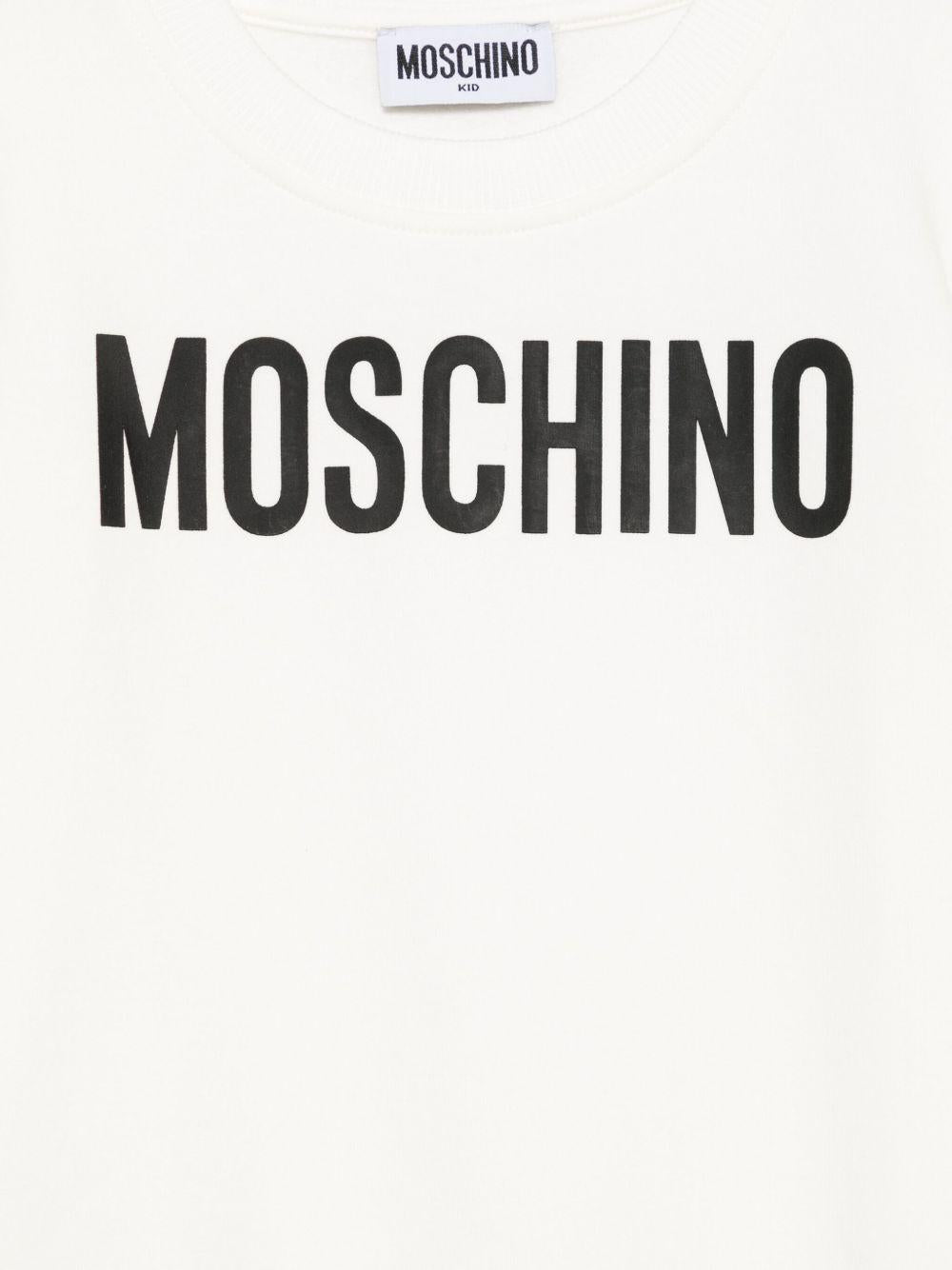 Felpa per bambino Moschino Kids bianco con stampa logo - Rubino Kids