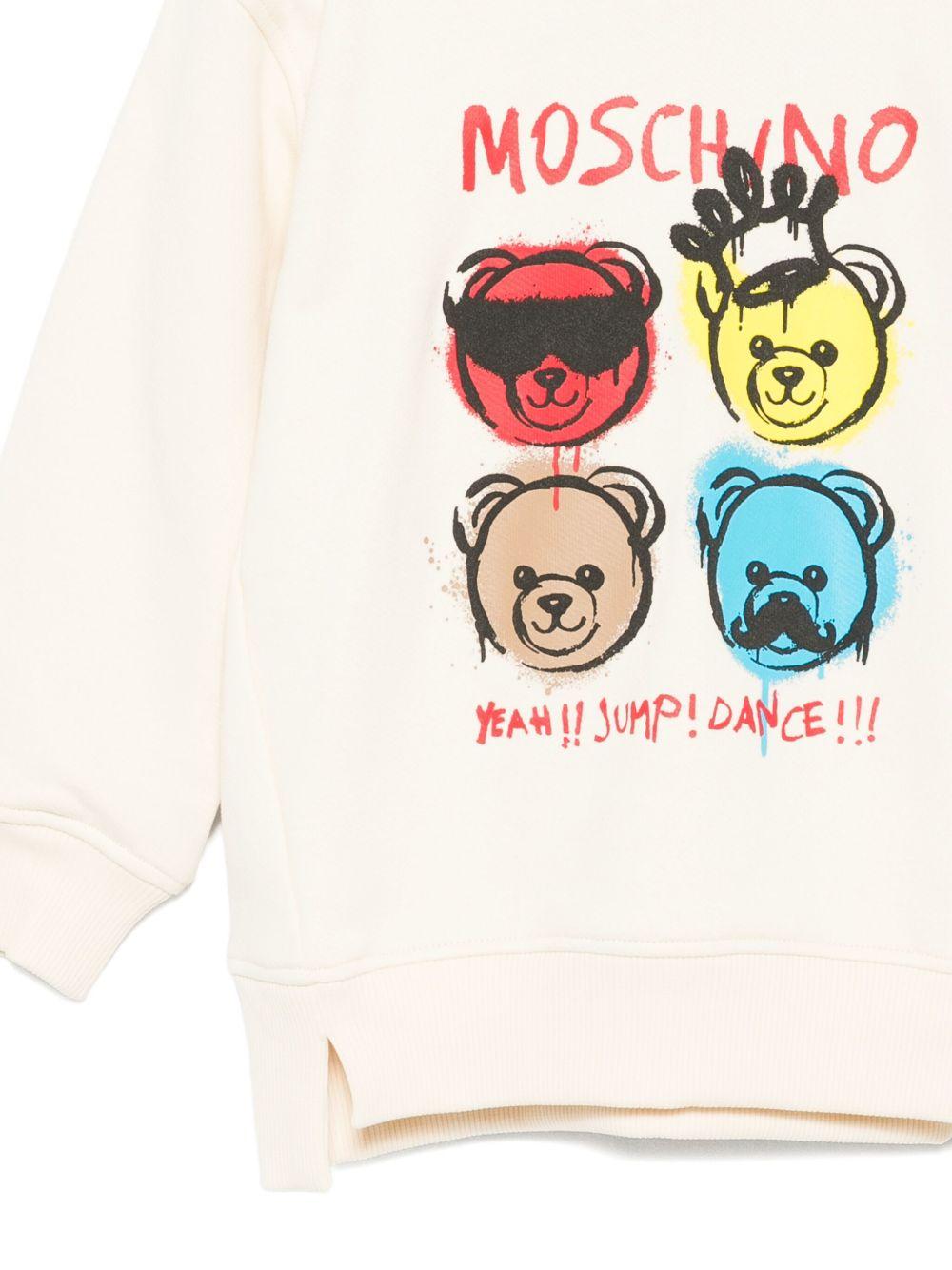 Felpa per bambino Moschino Kids bianco con stampa Teddy - Rubino Kids