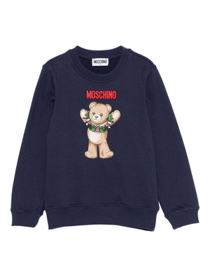 Felpa per bambino Moschino Kids blu con stampa grafica
