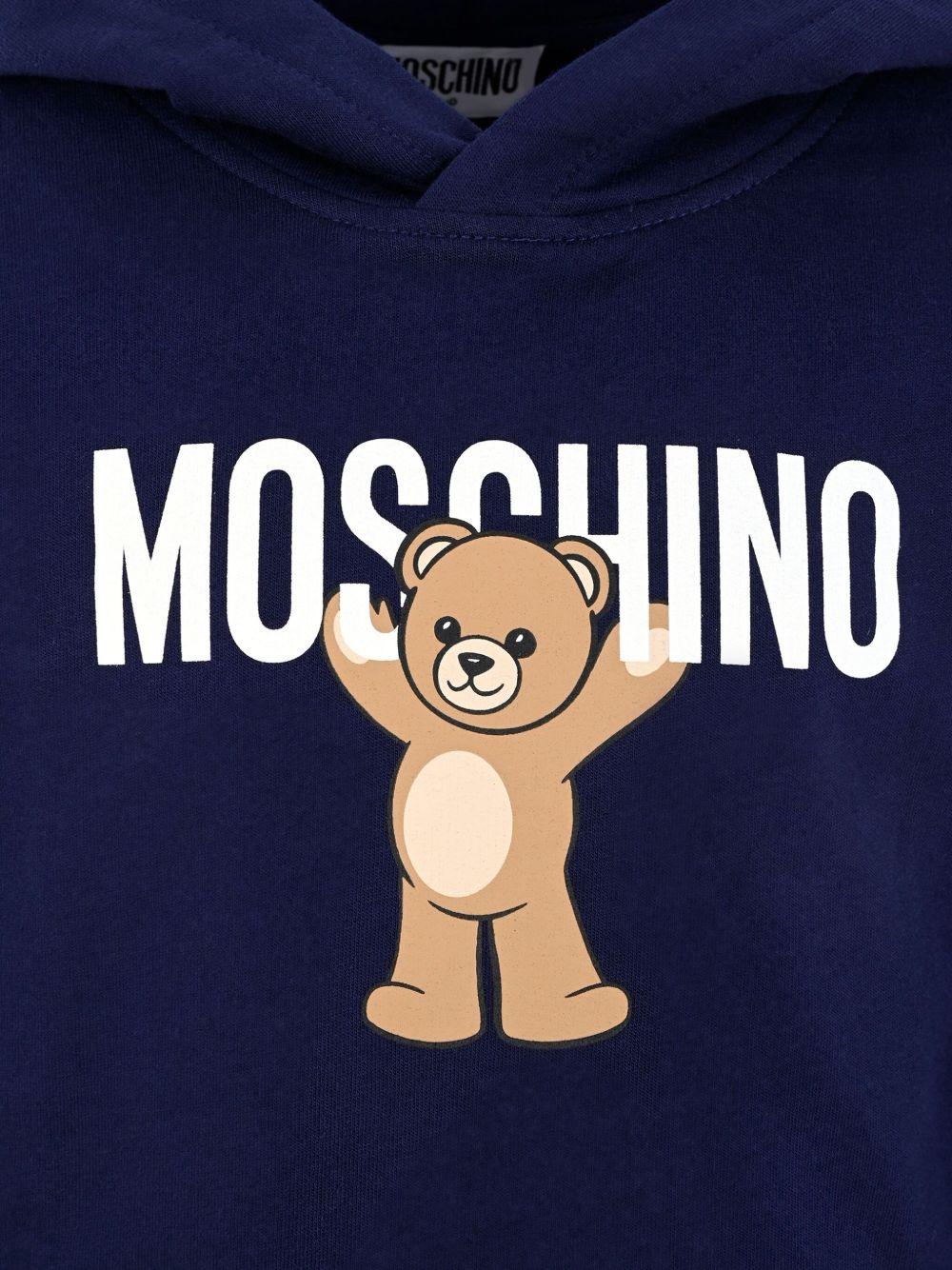 Felpa per bambino Moschino Kids blu con stampa Teddy Bear - Rubino Kids