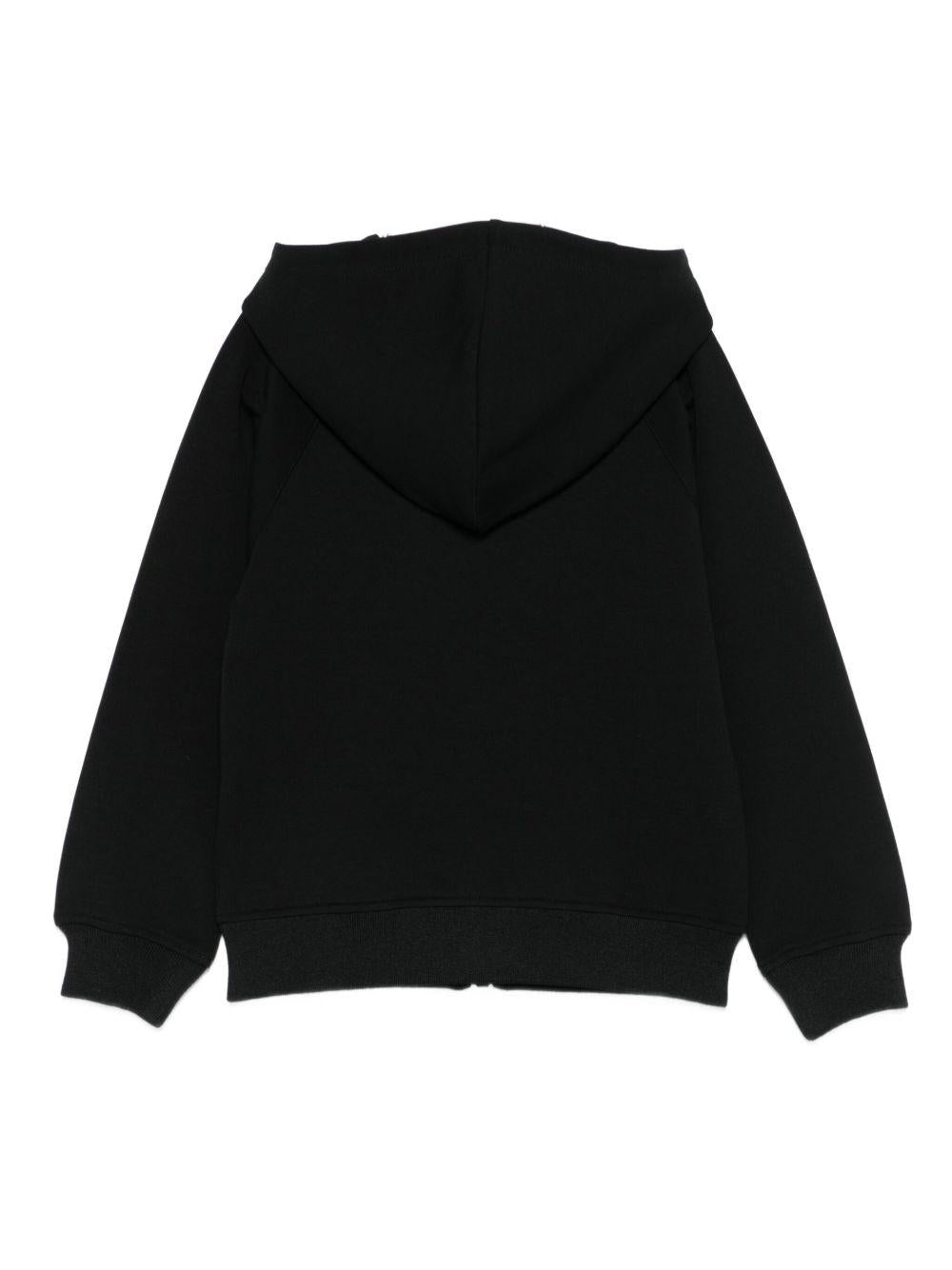 Felpa per bambino Moschino Kids nero con cappuccio e zip con logo teddy - Rubino Kids