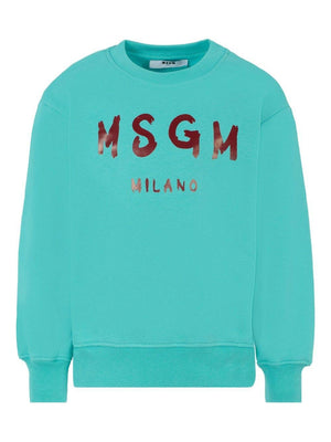 Felpa per bambino MSGM Kids azzurro con logo sul davanti