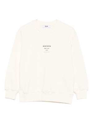 MSGM Kids white sweatshirt for boys with logo print on the front