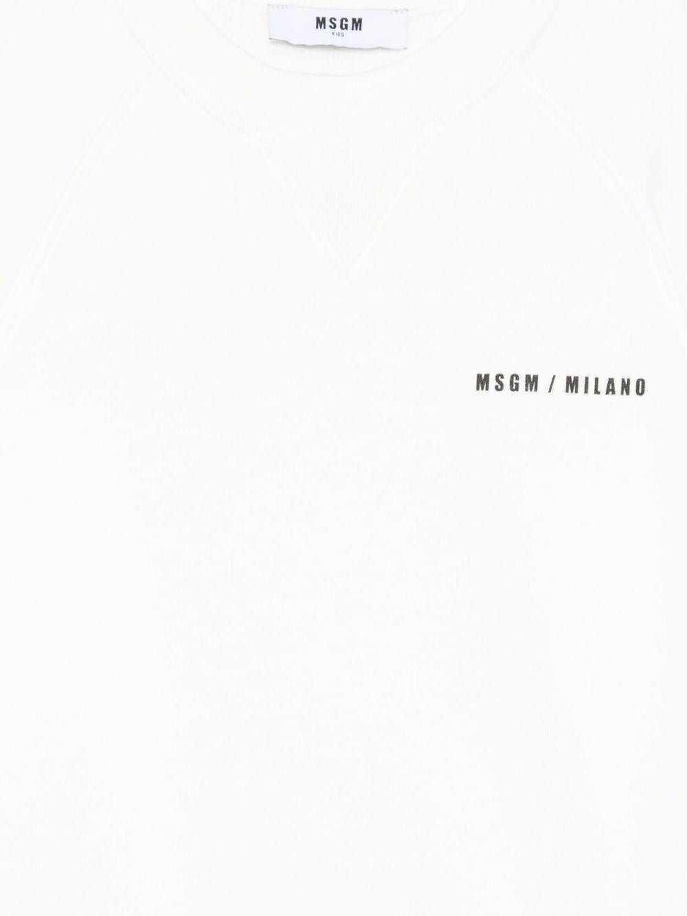 Felpa per bambino MSGM Kids bianco con stampa logo sul davanti - Rubino Kids
