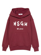 Felpa per bambino MSGM Kids bordeaux con cappuccio - Rubino Kids